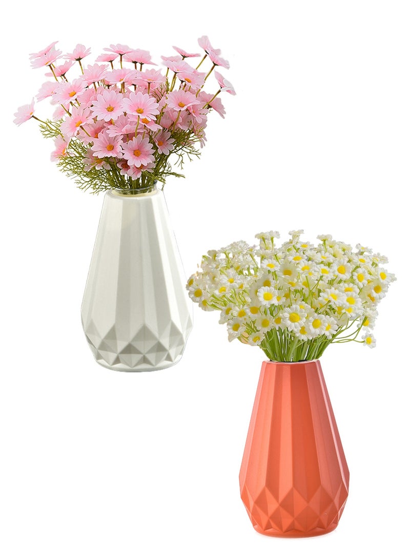 روعة 2 قطعة الزهور الاصطناعية مع الزهرات ديكور المنزل النباتات الاصطناعية الصغيرة للمكتب المكتب المنزل الحمام المطبخ غرفة النوم الفصل النباتات الزائفة - Image 1