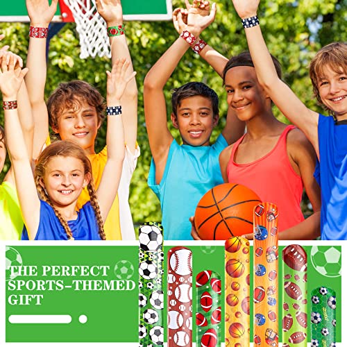 Deekin 48 Pcs Sports Party Favors Slap Bracelets Football Baseball Soccer Snap Bracelet Bands Slap Bands Colorful Decorations for Kids Birthday Party Supplies 88 x 12 Inch - Image 5