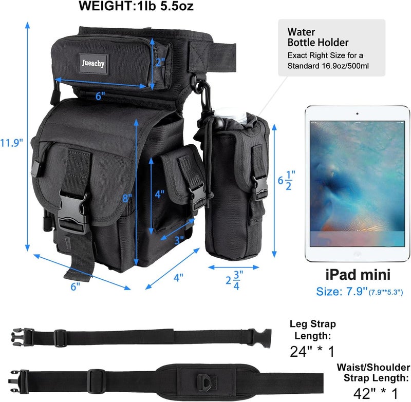 Jueachy Drop Leg Bag for Men Tactical Metal Detecting Thigh Pack with Water Bottle Pouch - Image 5