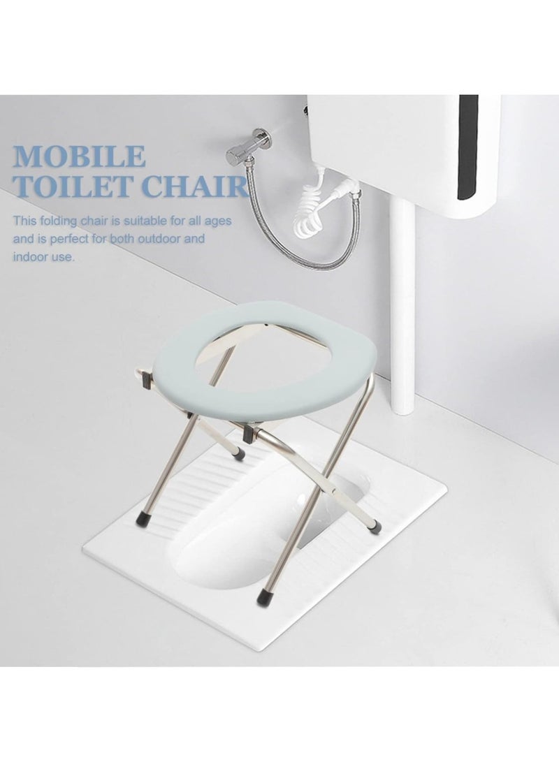 Portable Toilet Seat, Folding Camping Toilet, Stainless Steel Travel Commode, Compact Outdoor Toilet for Car Road Trip Beach Fishing Hiking, Grey - Image 2