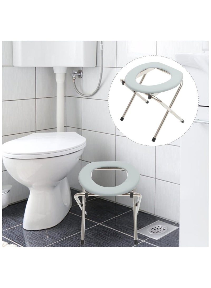 Portable Toilet Seat, Folding Camping Toilet, Stainless Steel Travel Commode, Compact Outdoor Toilet for Car Road Trip Beach Fishing Hiking, Grey - Image 4
