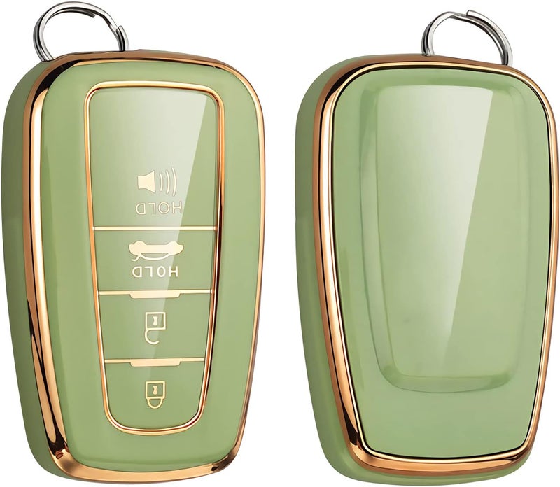 Cacacar for Toyota Camry RAV4 Key Fob Cover, for Highlander Avalon GT86 Key Fob Case Premium Soft TPU 360 Degree Protector Holder,Green - Image 1
