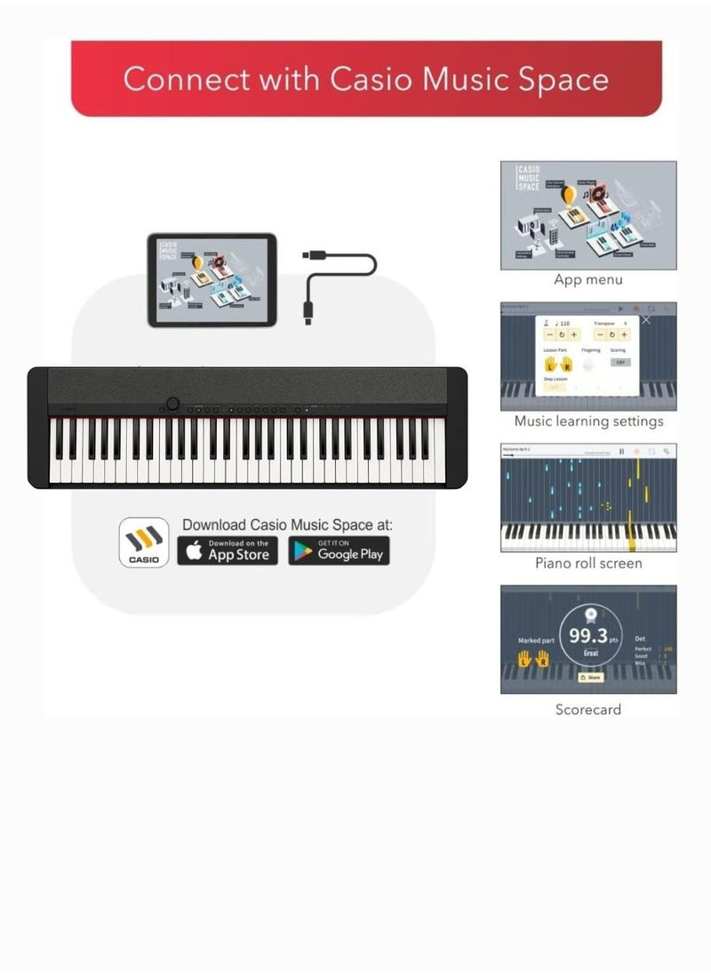 CASIO - CT-S1BK Digital Musical Keyboard, Piano Style With Power Adaptor - Image 1