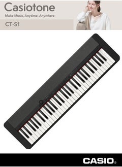 CASIO CT-S1BK Digital Musical Keyboard, Piano Style With Power Adaptor  - Image 1