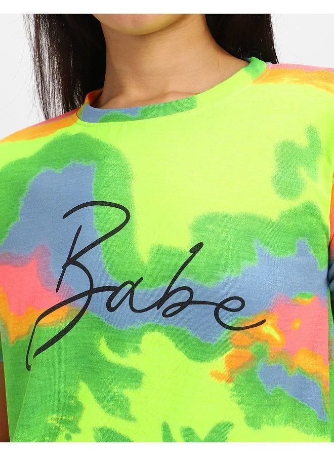جونبيري JUNEBERRY® Cotton Tie-Dye T-Shirt for Women, Half Sleeves Tie Dye T Shirts for Women & Girls, Regular Fit Half Sleeve T-Shirt, Cotton Blend Half Sleeve Womens T-Shirts (S)