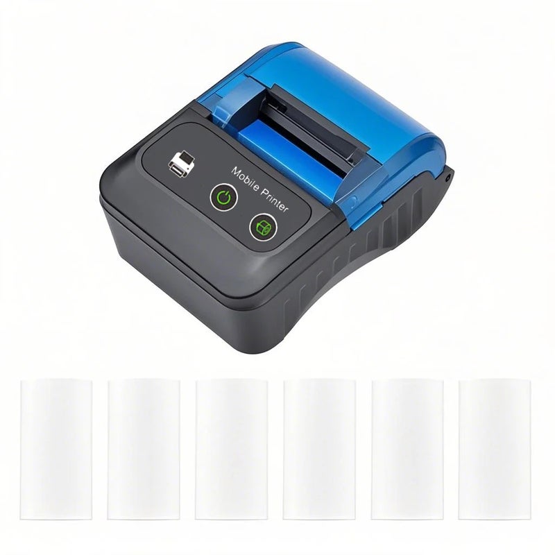 Portable 58mm Receipt Thermal Printer 2 inches Mini Mobile Pocket Printers with 6 Thermal Paper Roll USB&Wireless BT Connection Compatible with Windows/Android/iOS for Office Market - Image 1