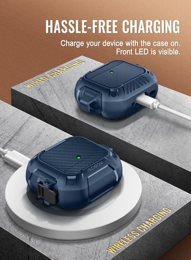 موبوسي جراب MOBOSI لسماعات AirPods 4 مع طقم تنظيف، متوافق مع غطاء جراب AirPods من الجيل الرابع (2024) مع قفل آمن وحلقة مفاتيح، حماية قوية ضد السقوط، غلاف صلب مقاوم للصدمات، أزرق - Image 4