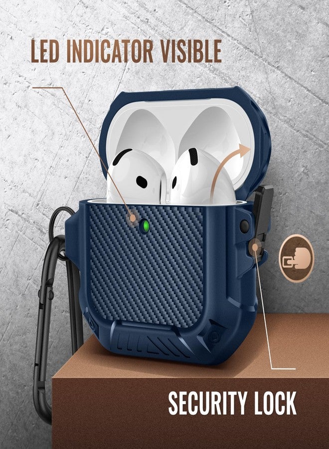 موبوسي جراب MOBOSI لسماعات AirPods 4 مع طقم تنظيف، متوافق مع غطاء جراب AirPods من الجيل الرابع (2024) مع قفل آمن وحلقة مفاتيح، حماية قوية ضد السقوط، غلاف صلب مقاوم للصدمات، أزرق - Image 2