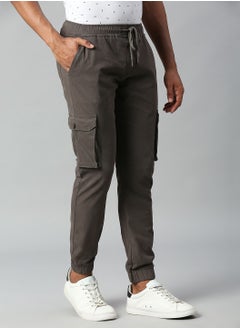 Dennis Lingo Dark Grey Cargo Joggers for Men - Tapered Fit, Cotton  - Image 3