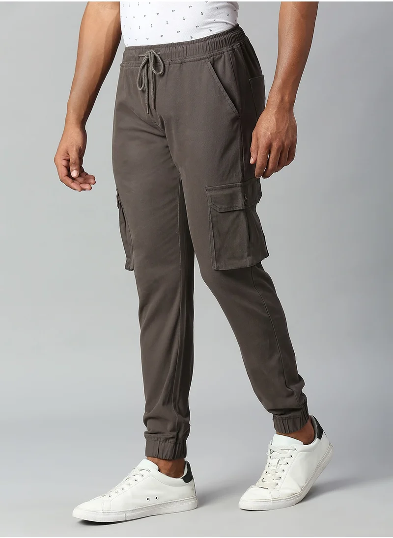 دينيس لينغو Dark Grey Cargo Joggers for Men - Tapered Fit, Cotton