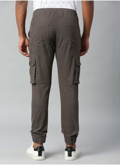 Dennis Lingo Dark Grey Cargo Joggers for Men - Tapered Fit, Cotton  - Image 4