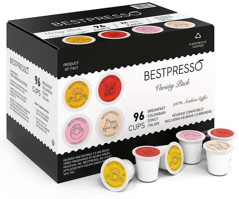 Bestpresso Coffee Variety Pack Single Serve KCup Pods 96 Count Includes Breakfast Colombian Donut and Italian Compatible With 20 Keurig Brewers 8 Packs Of 12 Cups - Image 3