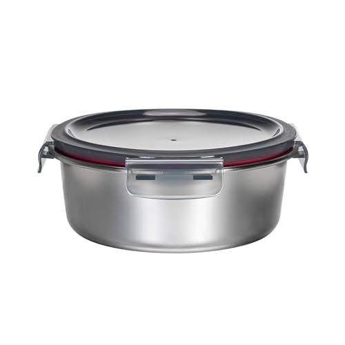 Peggy Oliver Everyday Stainless Steel Food Container With Classic PP Lid 316 Stainless Steel (1500 ml) | Round | Airtight & Leak-Proof | BPA-Free | Microwave & Dishwasher Safe | Ideal for Regular Use - Image 1