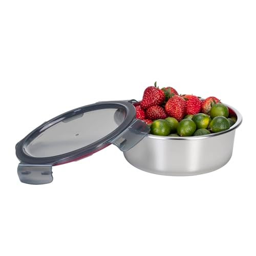 Peggy Oliver Everyday Stainless Steel Food Container With Classic PP Lid 316 Stainless Steel (1500 ml) | Round | Airtight & Leak-Proof | BPA-Free | Microwave & Dishwasher Safe | Ideal for Regular Use - Image 4