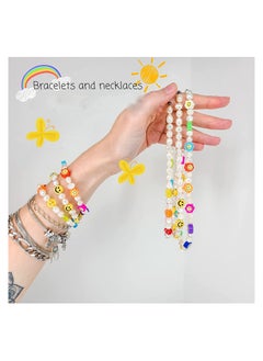 KASTWAVE Clay Beads Bracelet Making Kit, Beads DIY Set Handmade Necklace Earring Phone Charm with Pearls Smiley Face Letter for Girls Kids Adults  - Image 5