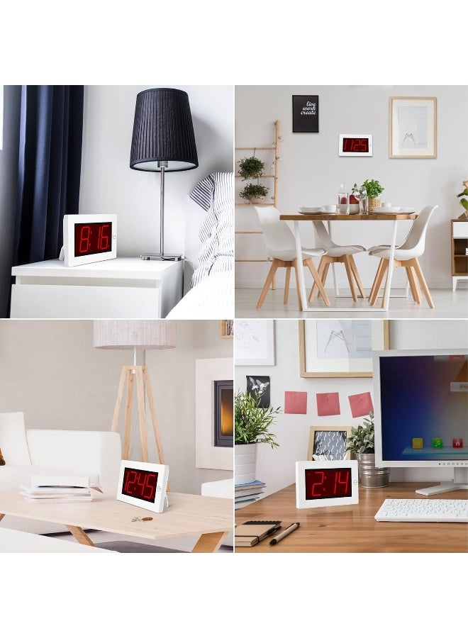 KWANWA ساعة حائط رقمية صغيرة KWANWA مع منبه عرض كبير 8 بوصة 3 أرقام LED مضاءة باستمرار تعمل بالبطارية ساعة قابلة لضبط السطوع لغرفة النوم مثبتة على الحائط أو على الطاولة - Image 4