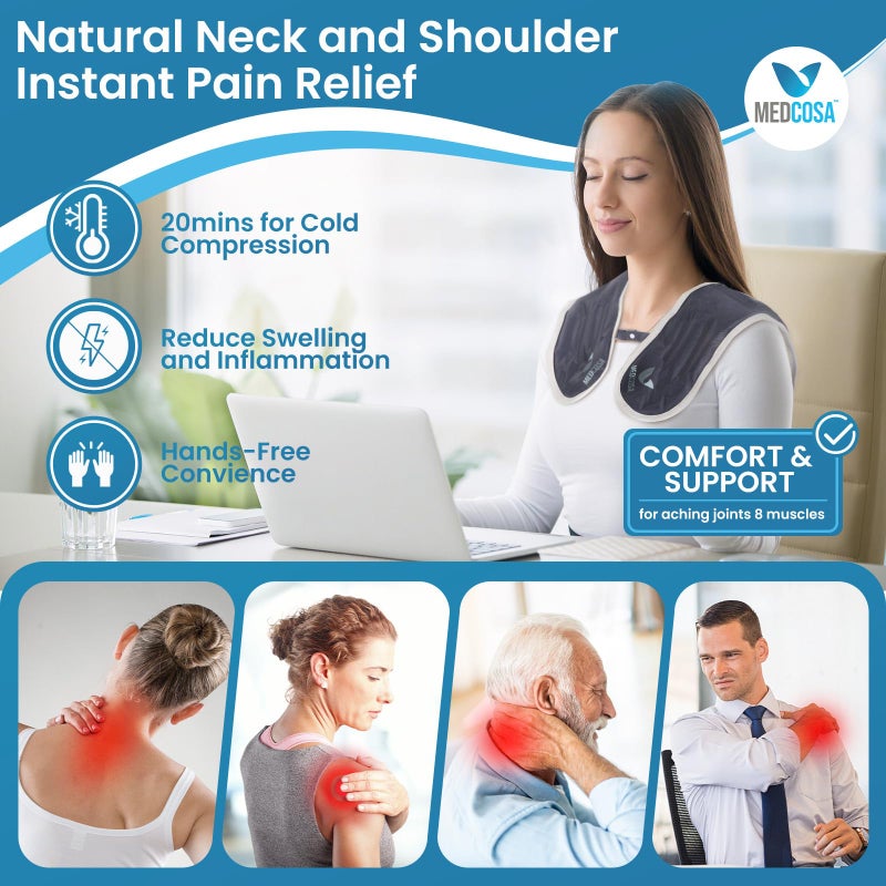 Medcosa Ice Pack for Neck & Shoulder â€“ Reusable Hot & Cold Therapy Wrap, Plush Gel Compress with Adjustable Strap for Migraine, Muscle & Post-Workout Pain Relief - Image 2