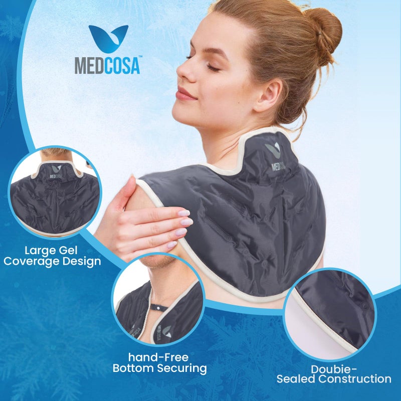 Medcosa Ice Pack for Neck & Shoulder â€“ Reusable Hot & Cold Therapy Wrap, Plush Gel Compress with Adjustable Strap for Migraine, Muscle & Post-Workout Pain Relief - Image 3