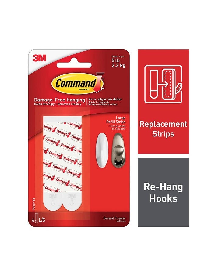 Command 08482000511 Large White (17023P Es) 6 Refill Strips 6 Count  - Image 1