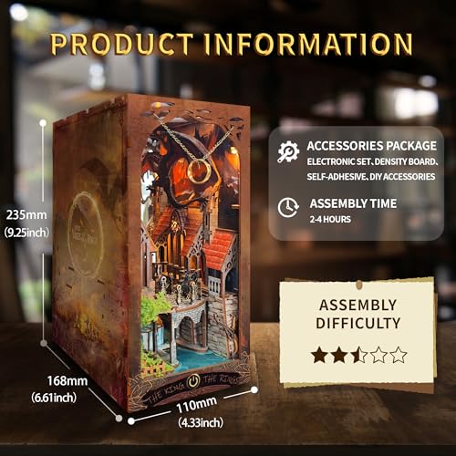 Strucwood Book Nook Kit with LED Light  3D Wooden Puzzles Book Nook for Book Shelf Decor  DIY Dollhouse Kit  Book Nook Decor with Dust Cover  Magic Book Nook  SQ05 - Image 5