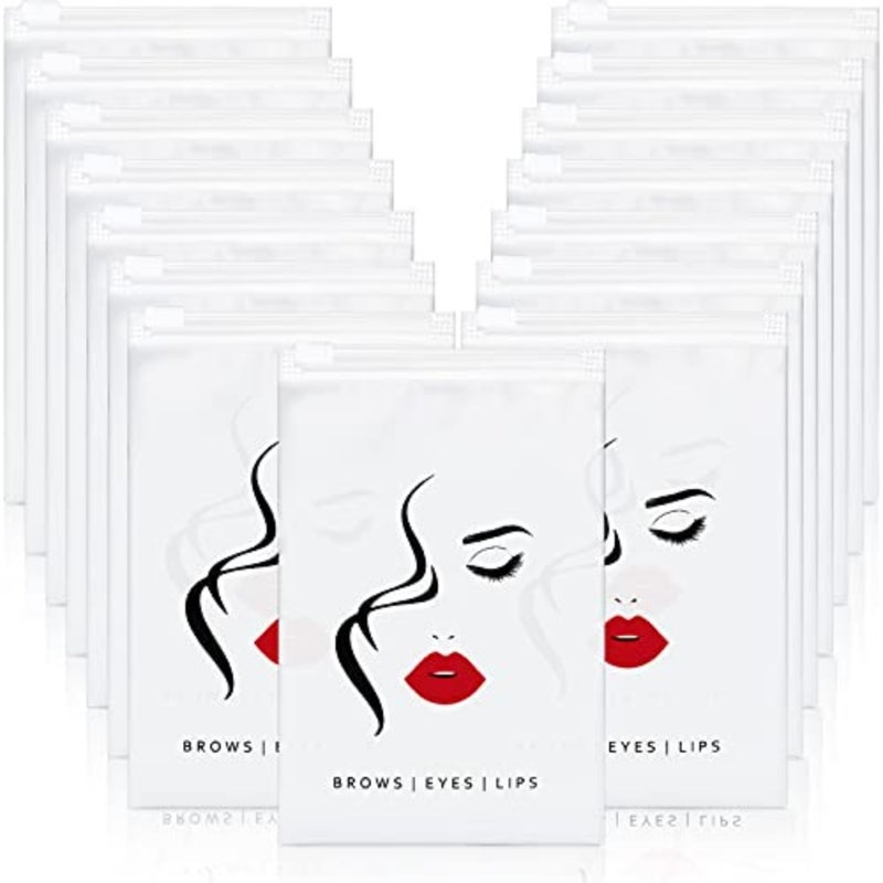 100 Pieces Eyebrow Microblading Aftercare Bags 4 x 6 Inches Eyelash Makeup Bags Empty Mini Cosmetic Bags Lipstick Travel Pouch Reusable Lash Storage Case for Eyelash Lipstick Eyebrow - Image 1