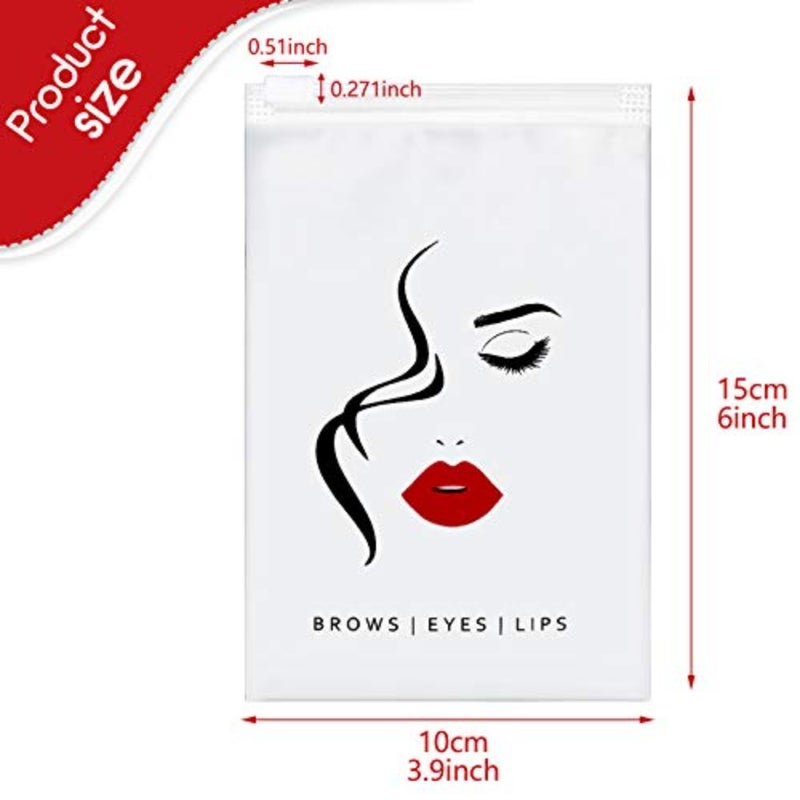 100 Pieces Eyebrow Microblading Aftercare Bags 4 x 6 Inches Eyelash Makeup Bags Empty Mini Cosmetic Bags Lipstick Travel Pouch Reusable Lash Storage Case for Eyelash Lipstick Eyebrow - Image 2