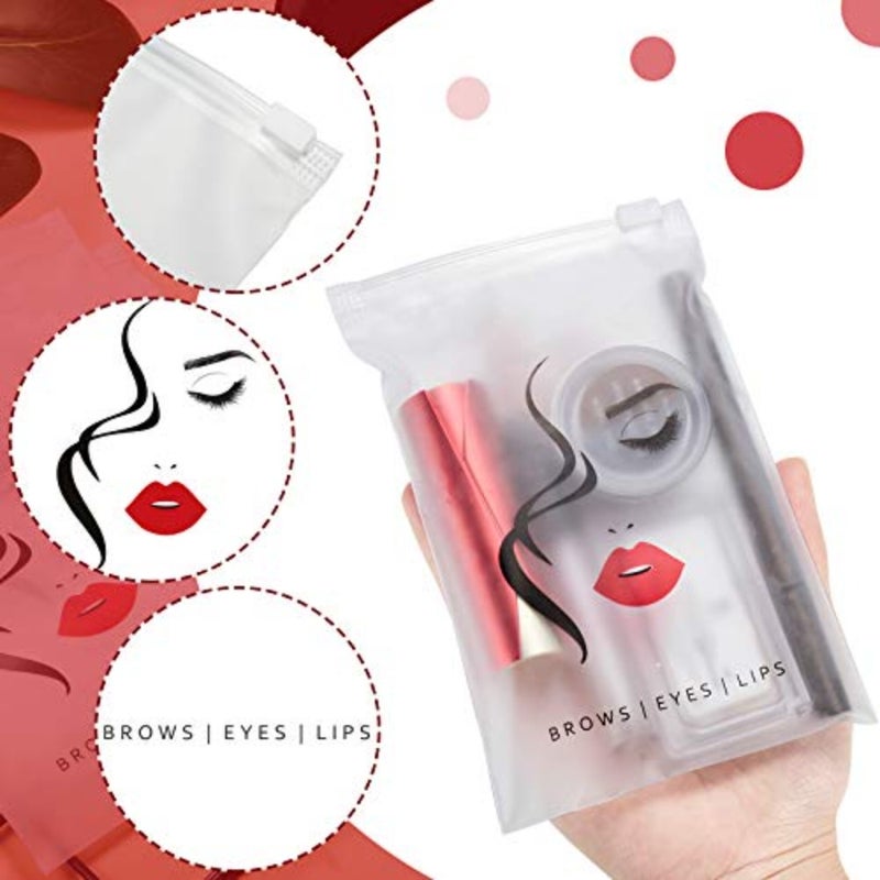 100 Pieces Eyebrow Microblading Aftercare Bags 4 x 6 Inches Eyelash Makeup Bags Empty Mini Cosmetic Bags Lipstick Travel Pouch Reusable Lash Storage Case for Eyelash Lipstick Eyebrow - Image 3