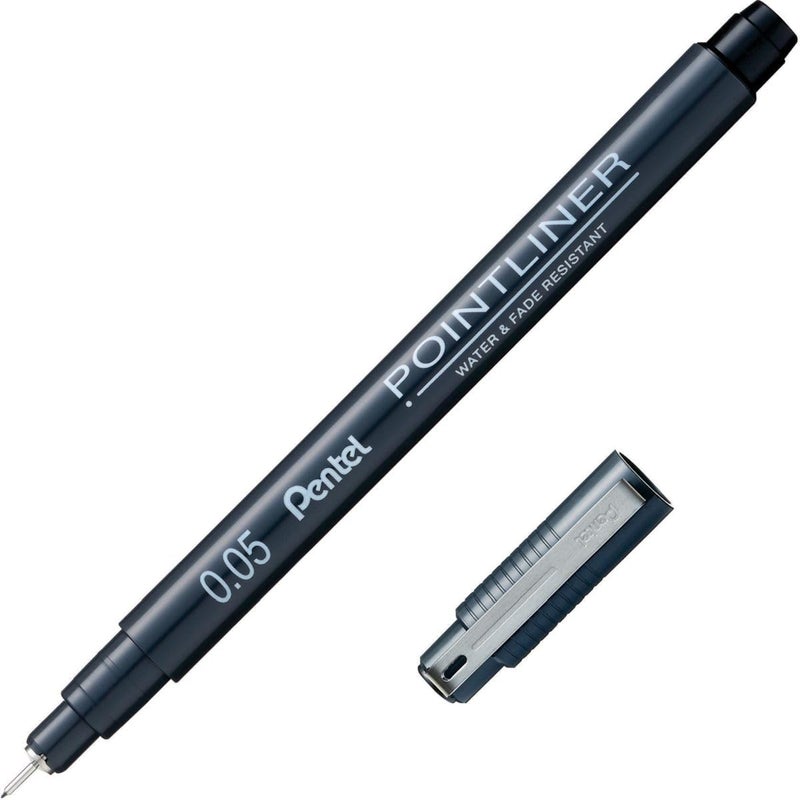 Pentel Arts Pointliner Pen, (0.05mm), Black Ink, Box of 12 Pens (S20P-05A) - Image 1