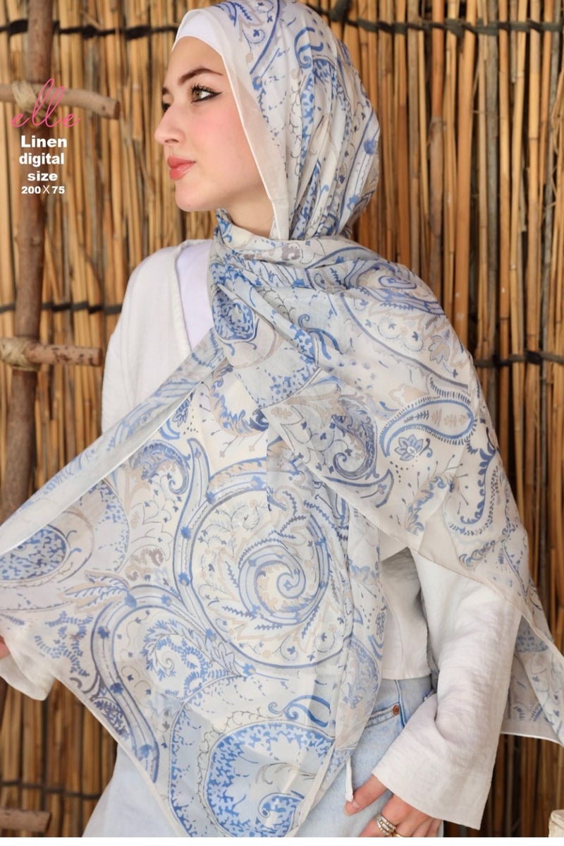 طرحة وشاح حجاب إسلامي قطن لينين فاخر للنساء – تصميم أنيق للمناسبات والاستخدام اليومي – مقاس 200 × 75 سم