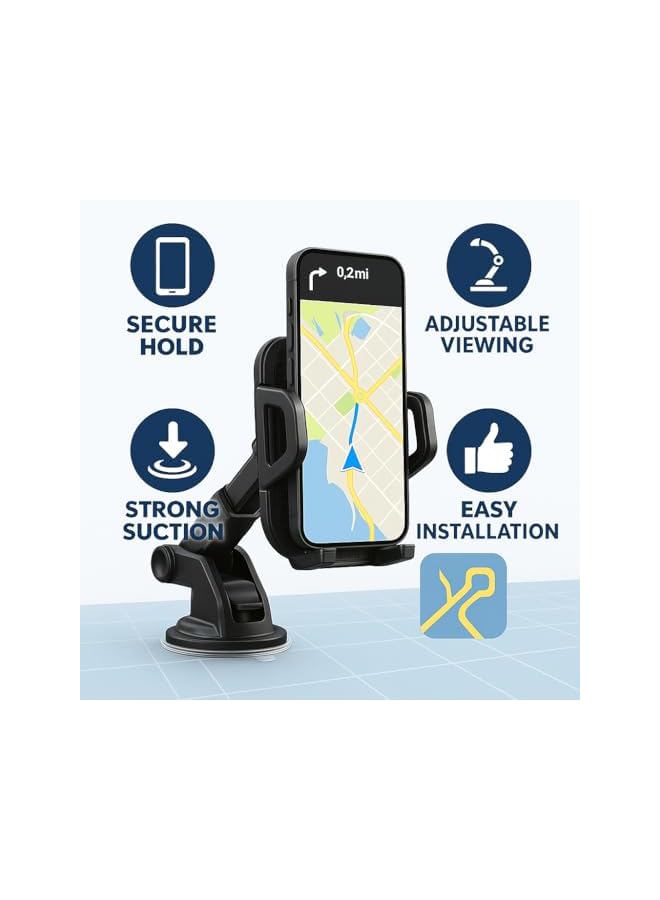 Green Tiger Car Mobile Holder, 270 Degree Rotation, Adjustable, Suction Cup, Universal, For Dashboard Windshield - Image 2