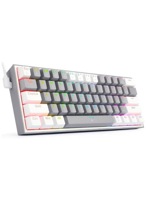 Redragon K617 Fizz 60% 61 Key RGB Mechanical Gaming Keyboard RED Switch - Gray & White