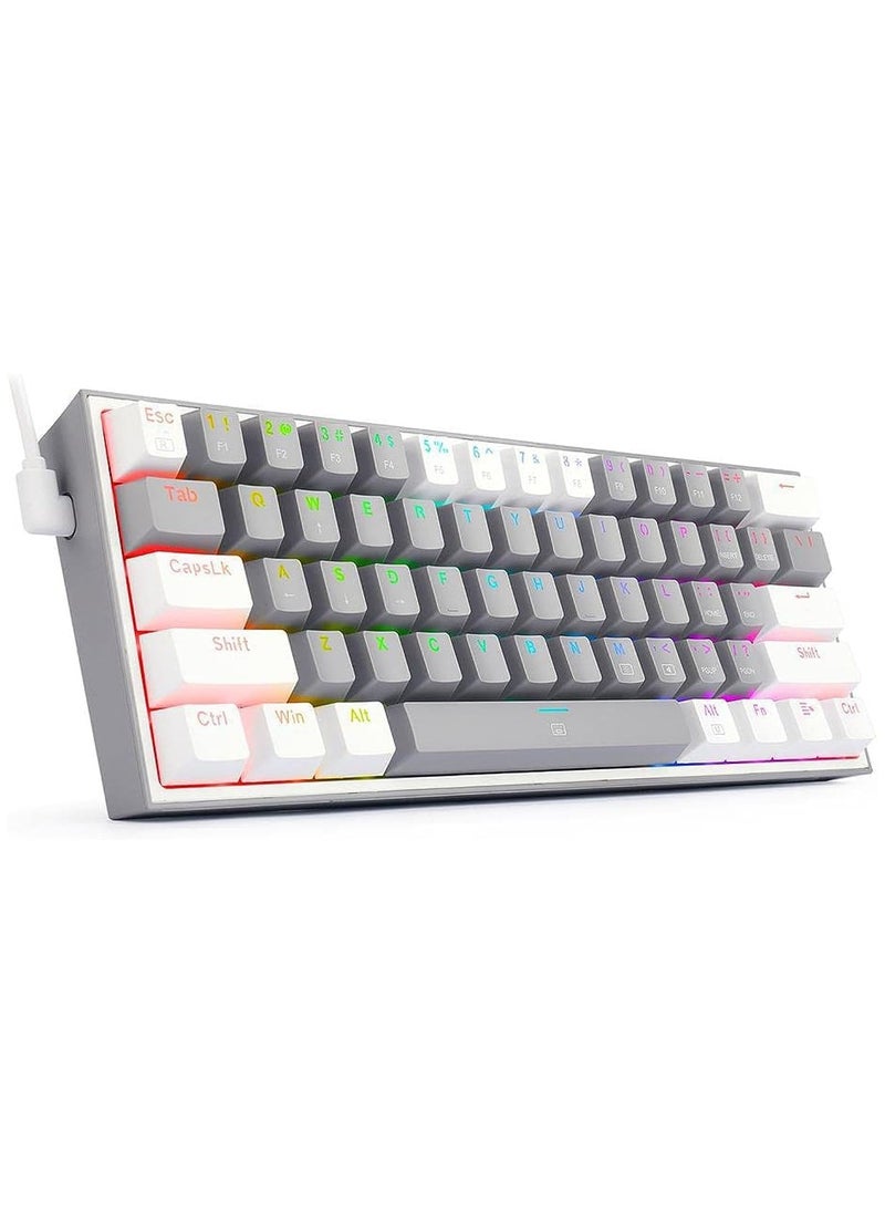 REDRAGON - Redragon K617 Fizz 60% 61 Key RGB Mechanical Gaming Keyboard RED Switch - Gray & White - Image 1