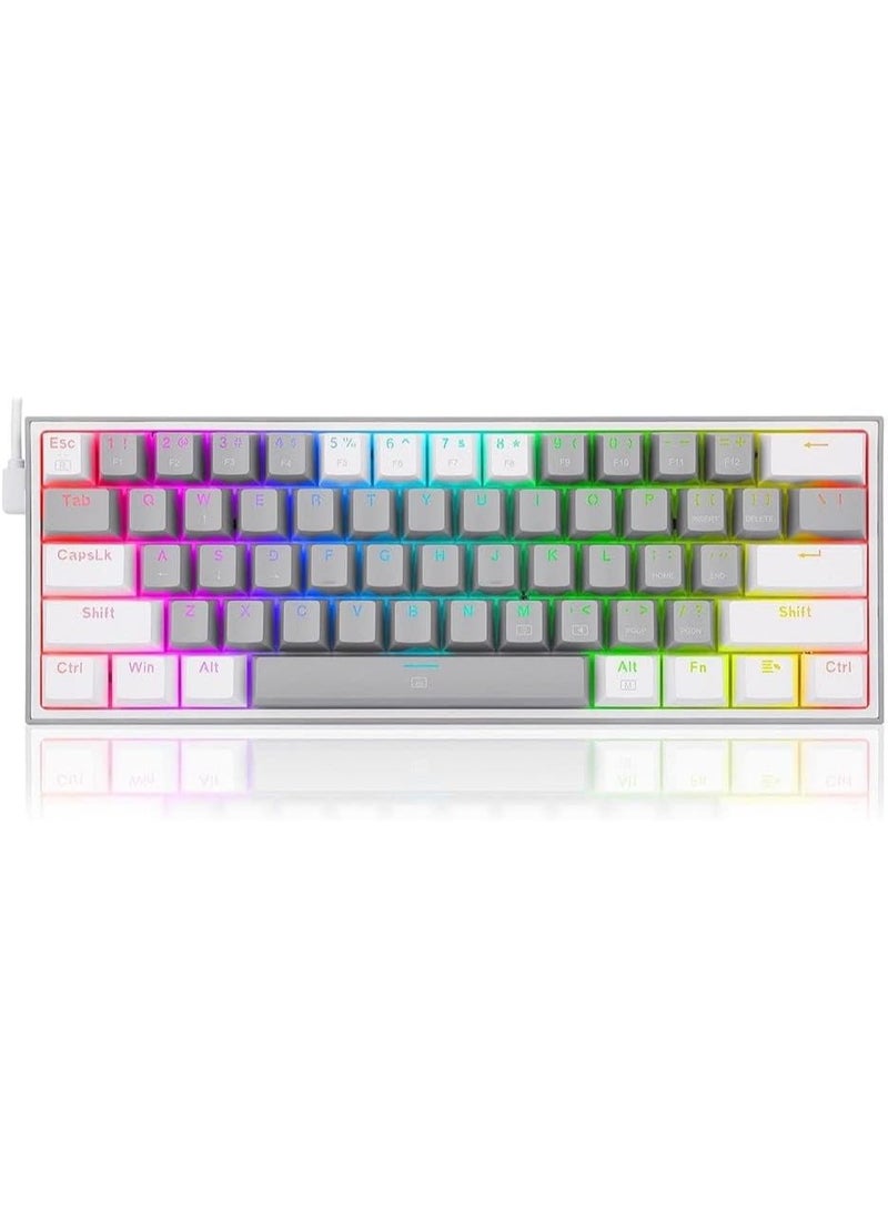 REDRAGON - Redragon K617 Fizz 60% 61 Key RGB Mechanical Gaming Keyboard RED Switch - Gray & White - Image 1