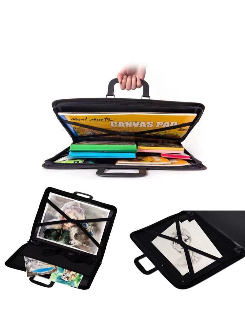 A3 Artist Portfolio Case, Art Portfolio Carrying Bag, Painting Drawing Board Bag, Student Portfolio Drawing Painting Sketch Bag, Art Folder Art Supplies, Artwork Storage Bag (48x37cm) - Image 3