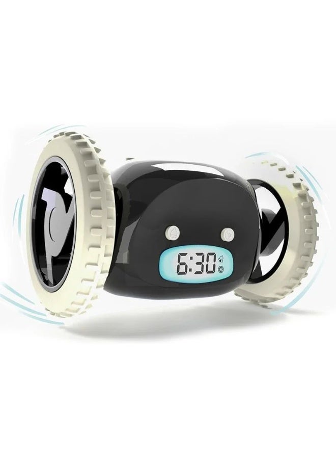 Y&D Alarm Clock on Wheels  | Loudest for Heavy Sleeper (Adult or Kid Bed-Room Robot Clockie) Funny, Rolling, Run-away, Moving, Jumping，Easy to Set Smart Digital Alarm Clock on Wheels -Funny Gag Gift (Black) - Image 1