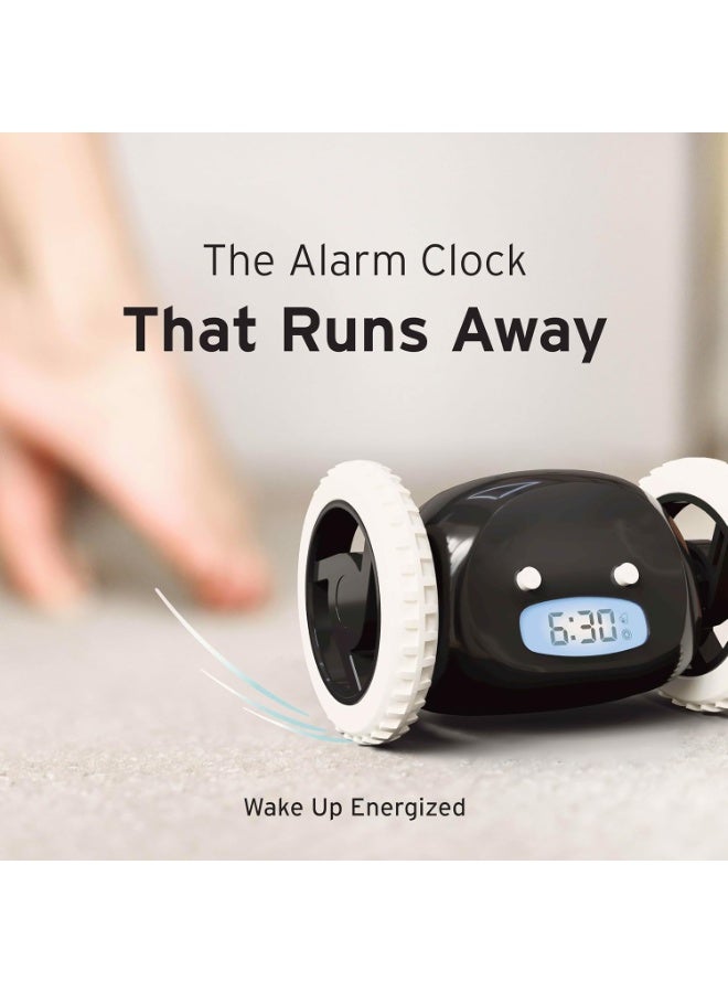 Y&D Alarm Clock on Wheels  | Loudest for Heavy Sleeper (Adult or Kid Bed-Room Robot Clockie) Funny, Rolling, Run-away, Moving, Jumping，Easy to Set Smart Digital Alarm Clock on Wheels -Funny Gag Gift (Black) - Image 2