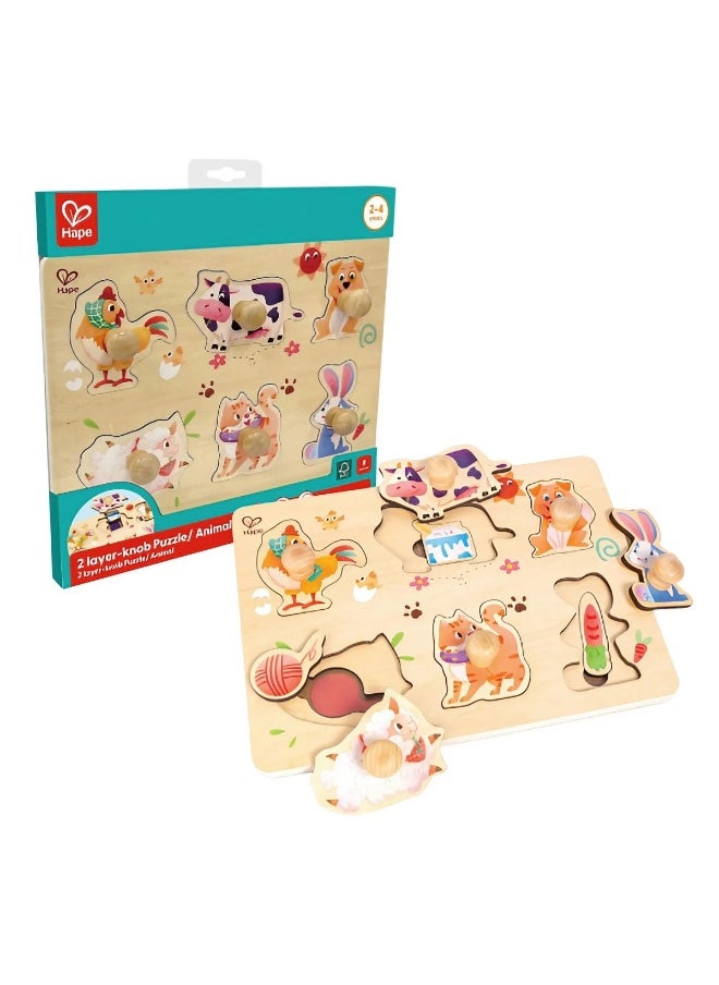 Hape Hape Farmyard 2-Layer Knob Puzzle (12 Pieces)  - Image 2