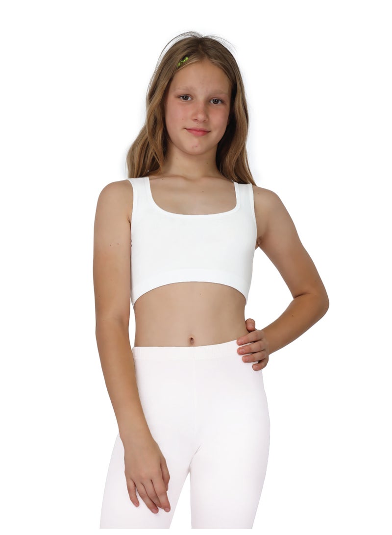 جولد كراون سوفت برا حمالة عريضة قطن للبنات  - ابيض - Image 1