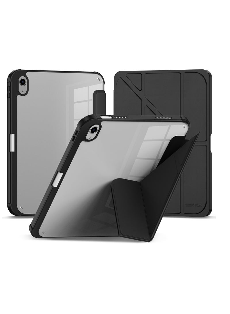 تيرا كفر ايباد تيرا 10.2/10.5 بوصة 2017/2019/2020/2021مع حامل قلم ذكي غطاء ذكي رفيع بمسند اسود/شفاف - Image 1