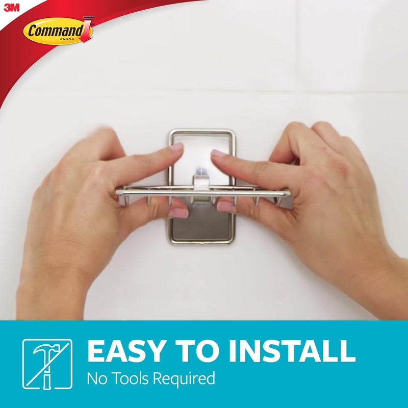 Command Soap Dish for Shower, Damage-Free Hanging, No Tools Soap Holder, 1 Satin Nickel Dish and 2 Water-Resistant Strips - Image 4