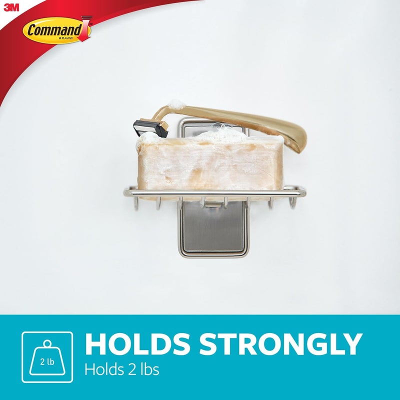 Command Soap Dish for Shower, Damage-Free Hanging, No Tools Soap Holder, 1 Satin Nickel Dish and 2 Water-Resistant Strips - Image 3