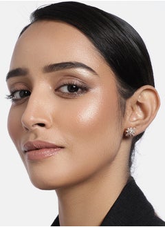 Just Peachy Just Peachy Gold-Toned & White Cubic Zirconia Star Shaped Studs, Elegant and Sparkling Design, Perfect for Any Occasion, Lightweight and Comfortable - Hypoallergenic and Durable, Stylish Accessory  - Image 2