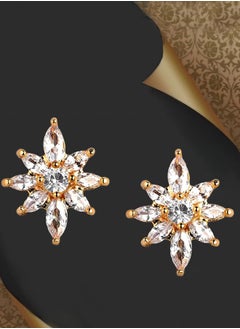 Just Peachy Just Peachy Gold-Toned & White Cubic Zirconia Star Shaped Studs, Elegant and Sparkling Design, Perfect for Any Occasion, Lightweight and Comfortable - Hypoallergenic and Durable, Stylish Accessory  - Image 3