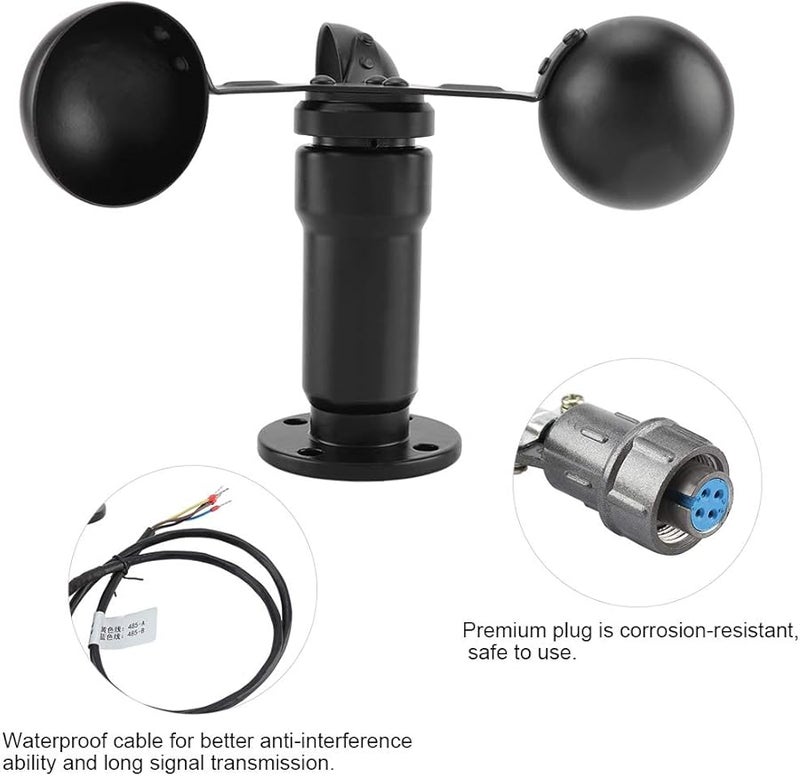 Aluminium Alloy Wind Speed Sensor 12 24V DC Pulse Output Waterproof Low Consumption - Image 3