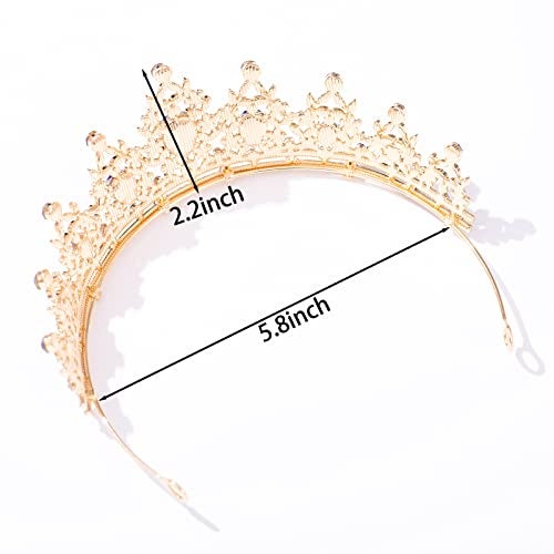 FORSEVEN Crystal Tiaras for Women, Wedding Tiaras and Crowns for Women Tiara for Girls Birthday Party Princess Crown Hair Accessories Bride Rhinestone Headbands (Gold+Blue) - Image 5