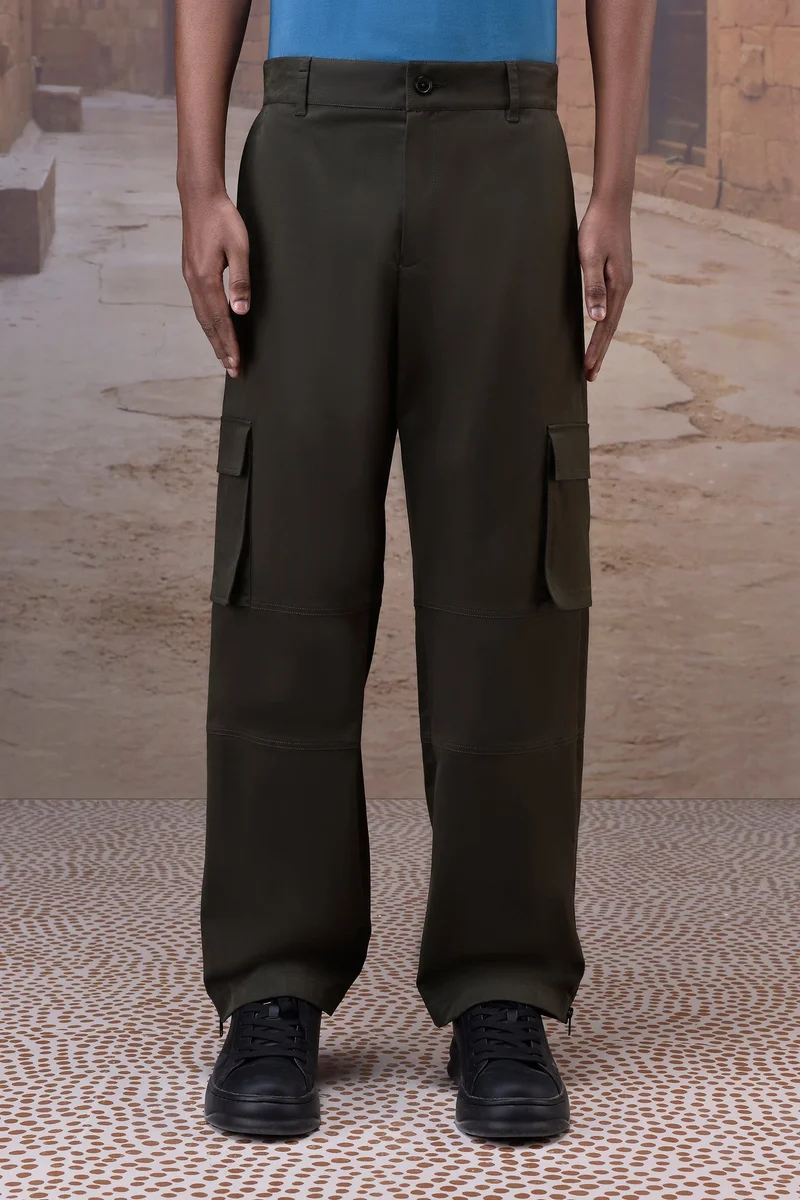 Genes Lecoanet Hemant بنطلون كارغو قطني ناعم بلون السرخس الأخضر