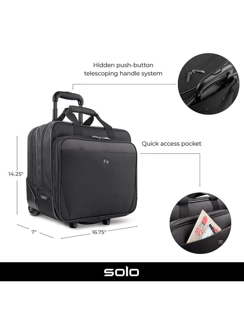 Solo Solo New York Empire Rolling Laptop Bag Rolling Briefcase for Women and Men Fits Up to 173 Inch Laptop  Black CLS9104  - Image 2