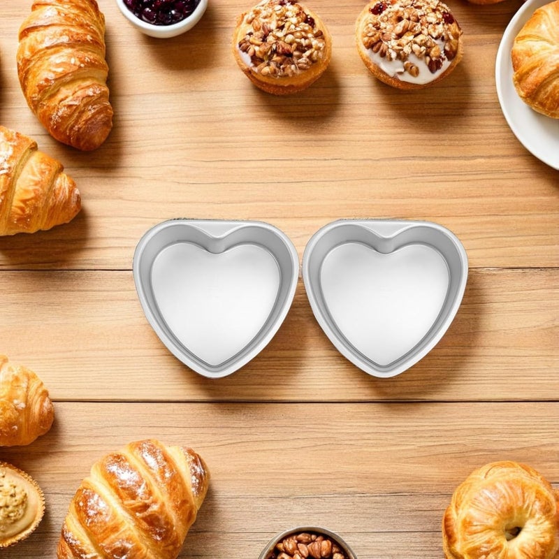 Heart Cake Mold Mini Cheesecake Pans Heart Shaped Cake Rings for Baking Aluminum Alloy Oven Bakeware - Image 4