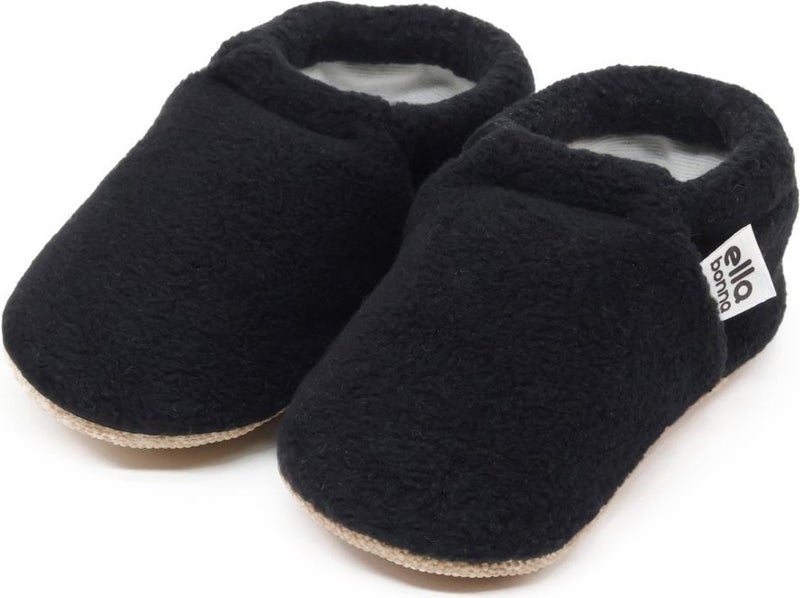 Ella Bonna Polar Baby Slippers Home Booties, Non-Slip Sole, Organic Cotton Lining Nursery Shoes, Black  - Image 1
