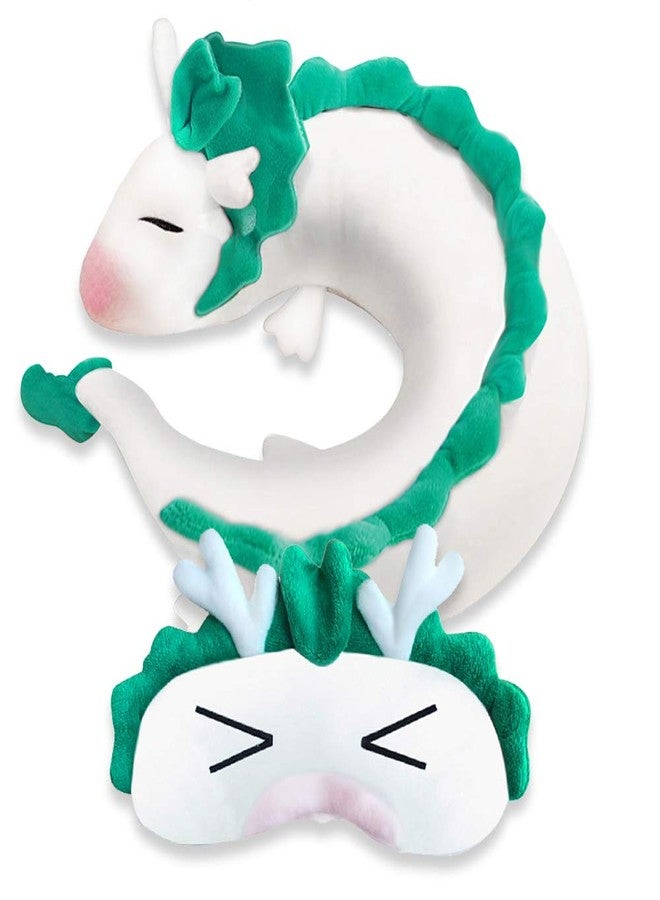 ZFBIRD Anime Dragon Neck Pillow Dragon U-Shape Pillow Cute Dragon Plush Toy with Anime Sleep Mask Perfect for Travel, Christmas and Birthday Gift - Image 1